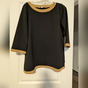 NWOT-Coldwater Creek Black Tunic with Tan Trim-Never Worn